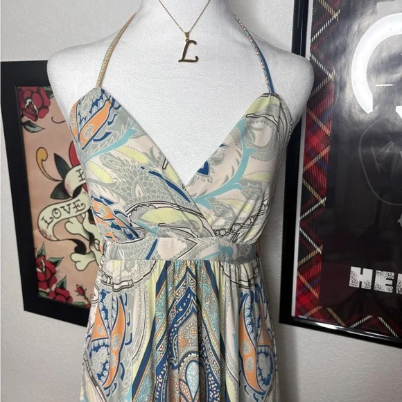 Boho Print Hankerchief Flowy Dress - Picture 2 of 8